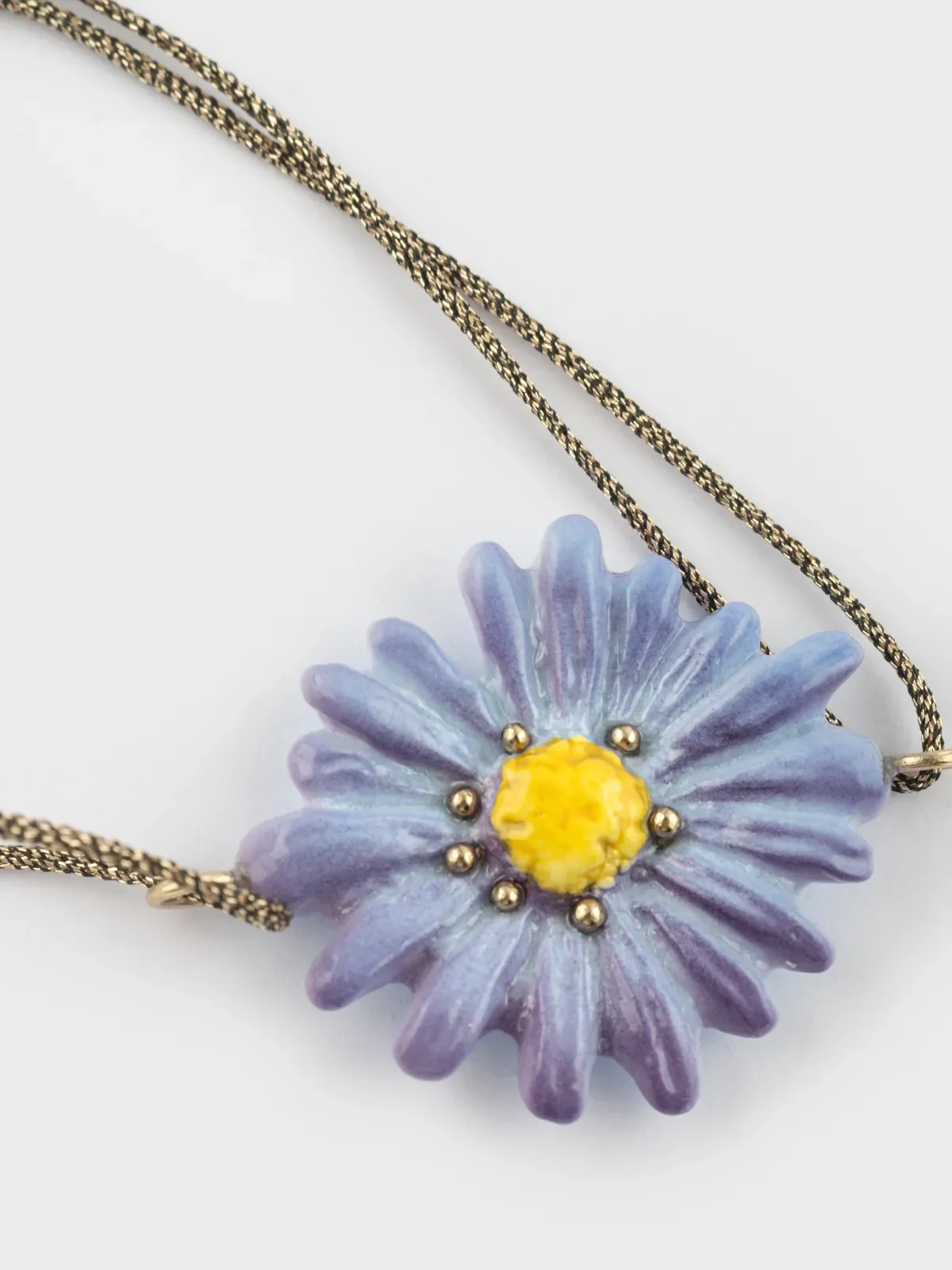 Bracelet cordon irisé fleur anémone bleue - Image 6
