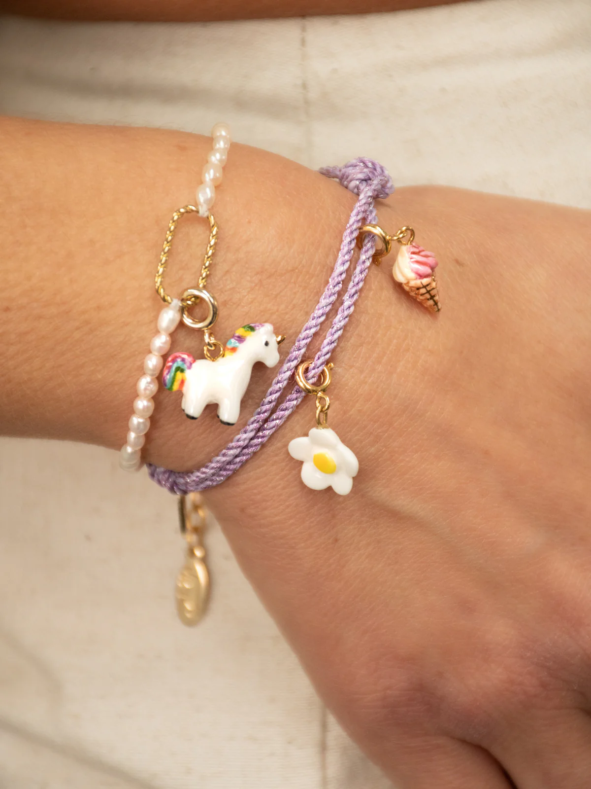 Bracelet cordon violet personnalisable - Mix and match - Image 2