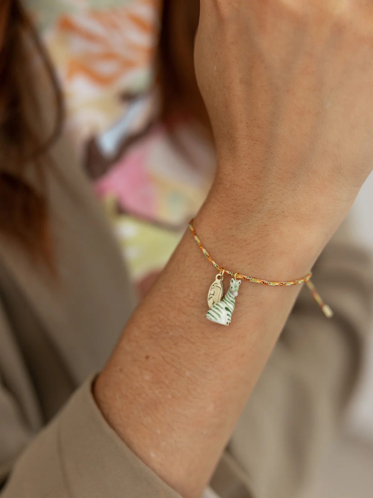 Bracelet cordon zèbre vert - Image 2