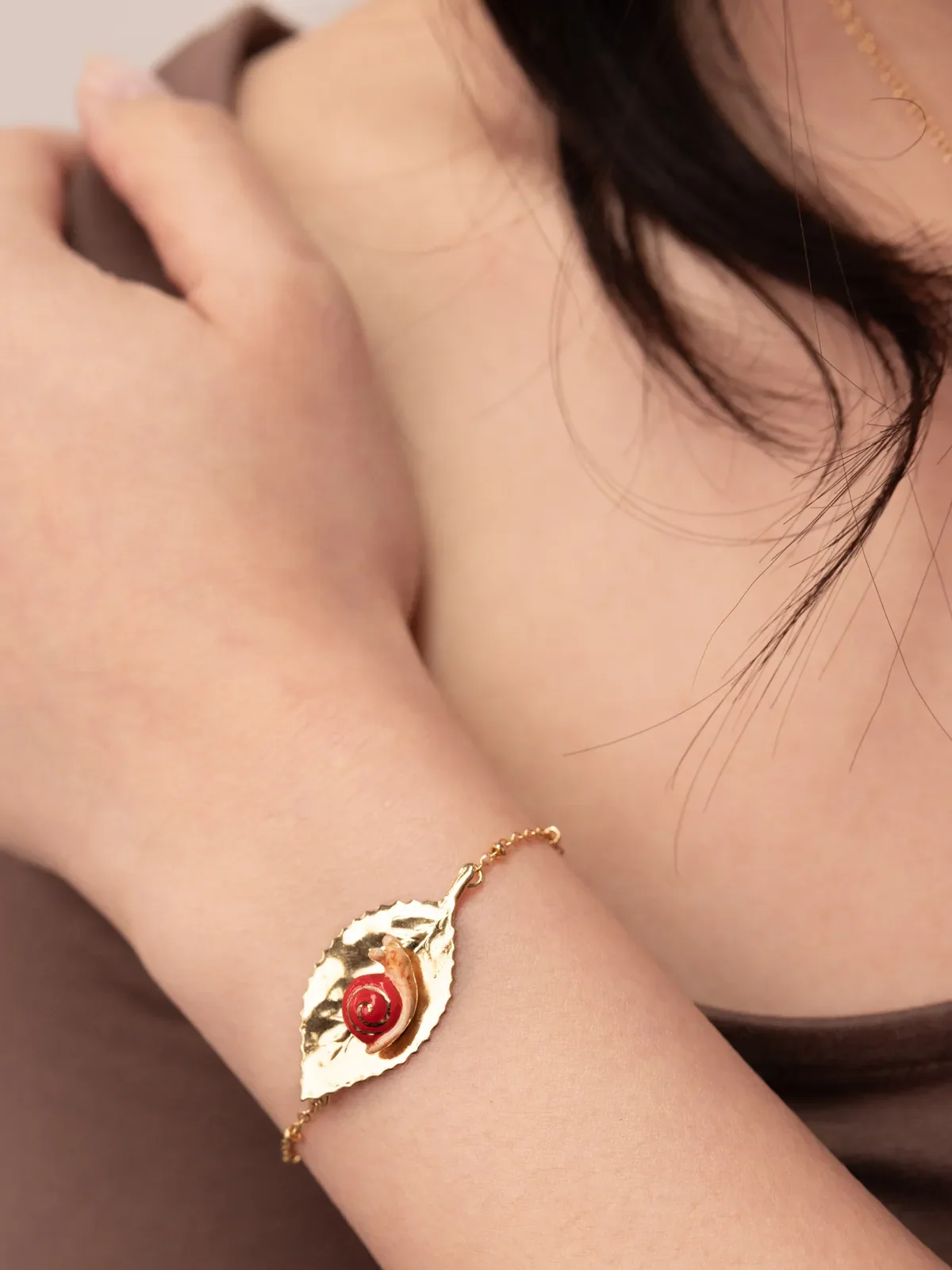 Bracelet escargot et feuille - Image 2