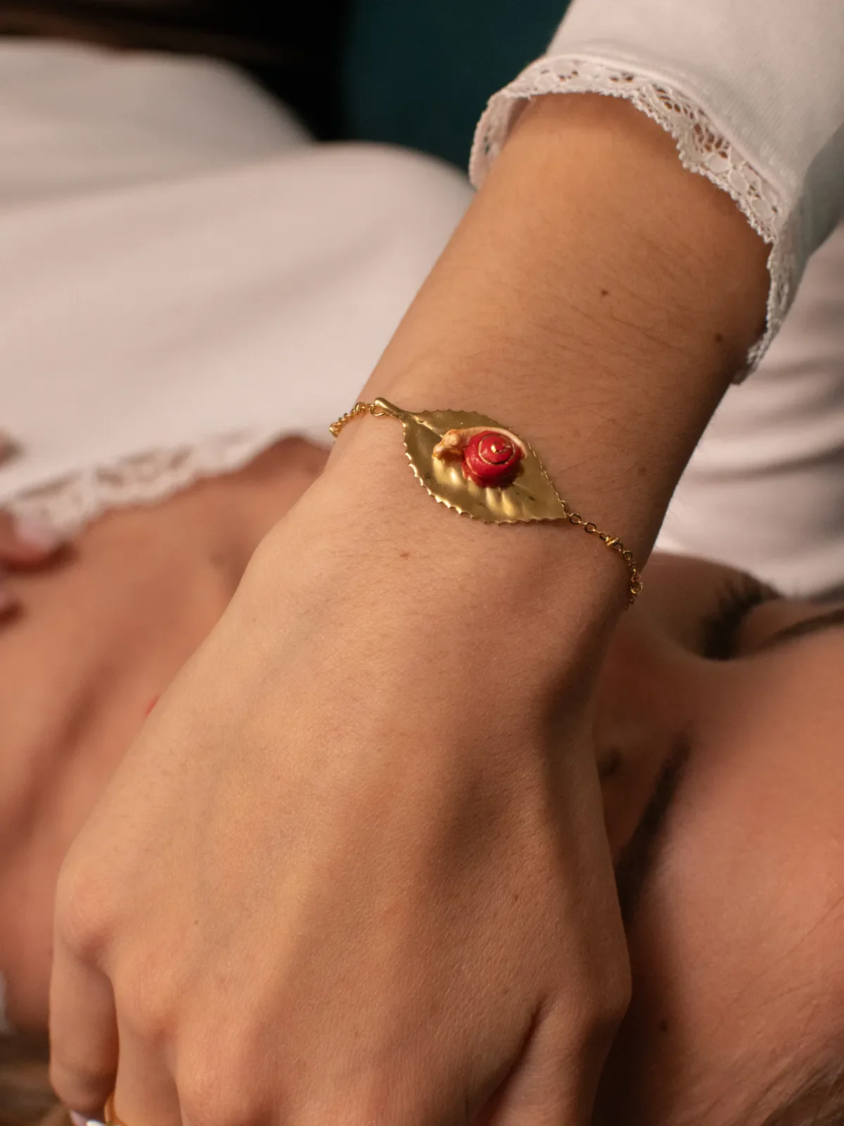 Bracelet escargot et feuille - Image 5