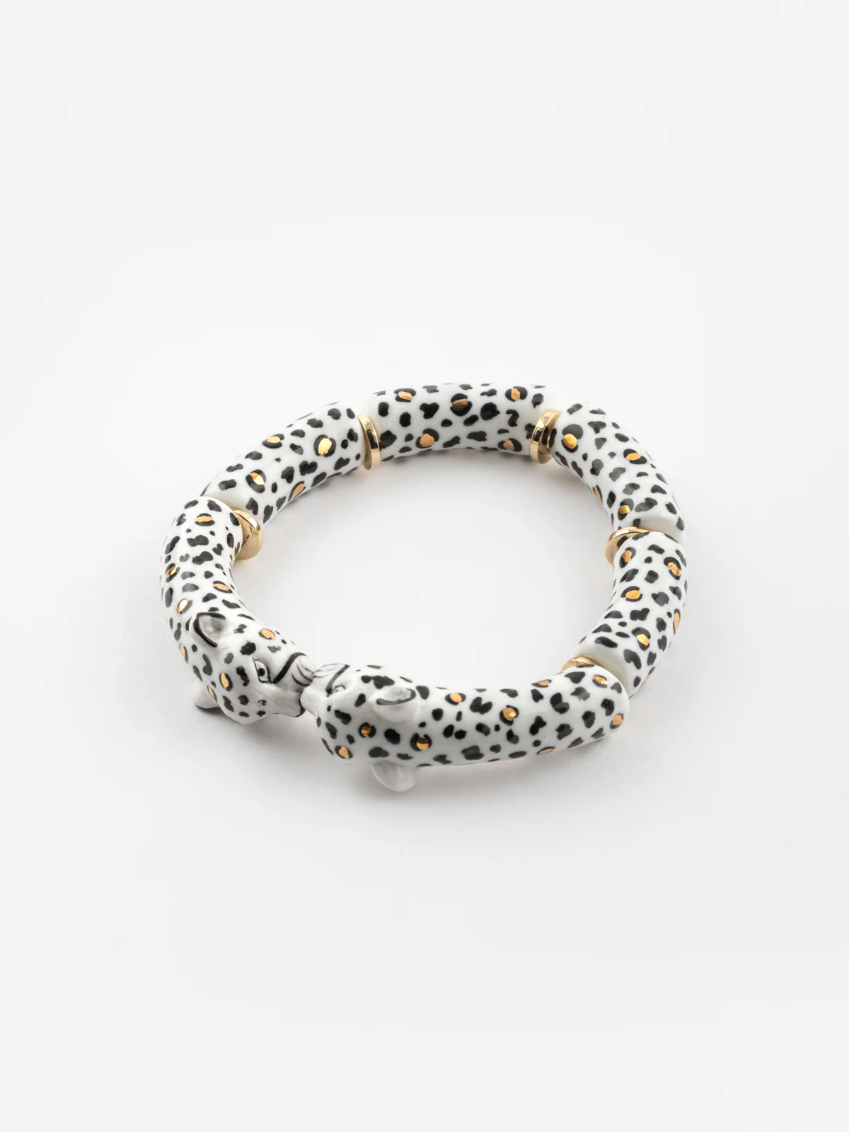 Bracelet bisou léopards blancs et dorés