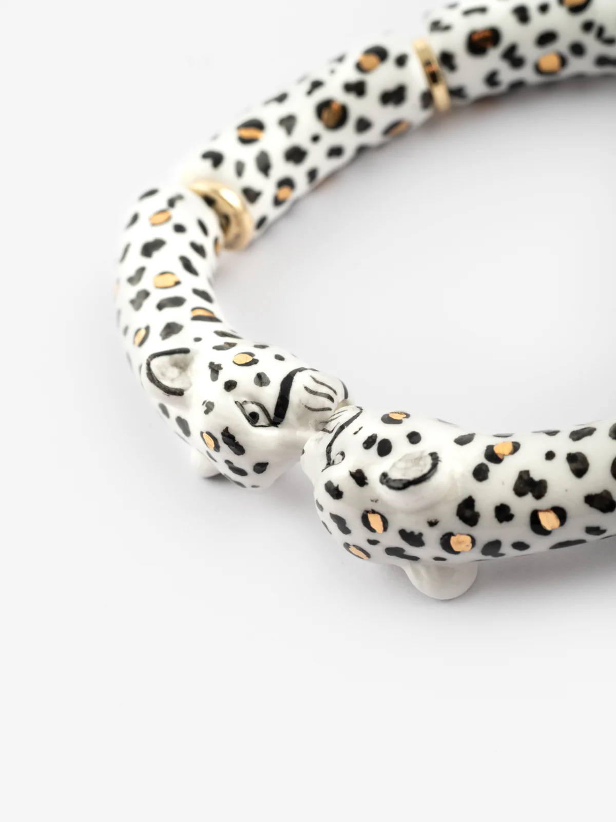 Bracelet bisou léopards blancs et dorés - Image 4