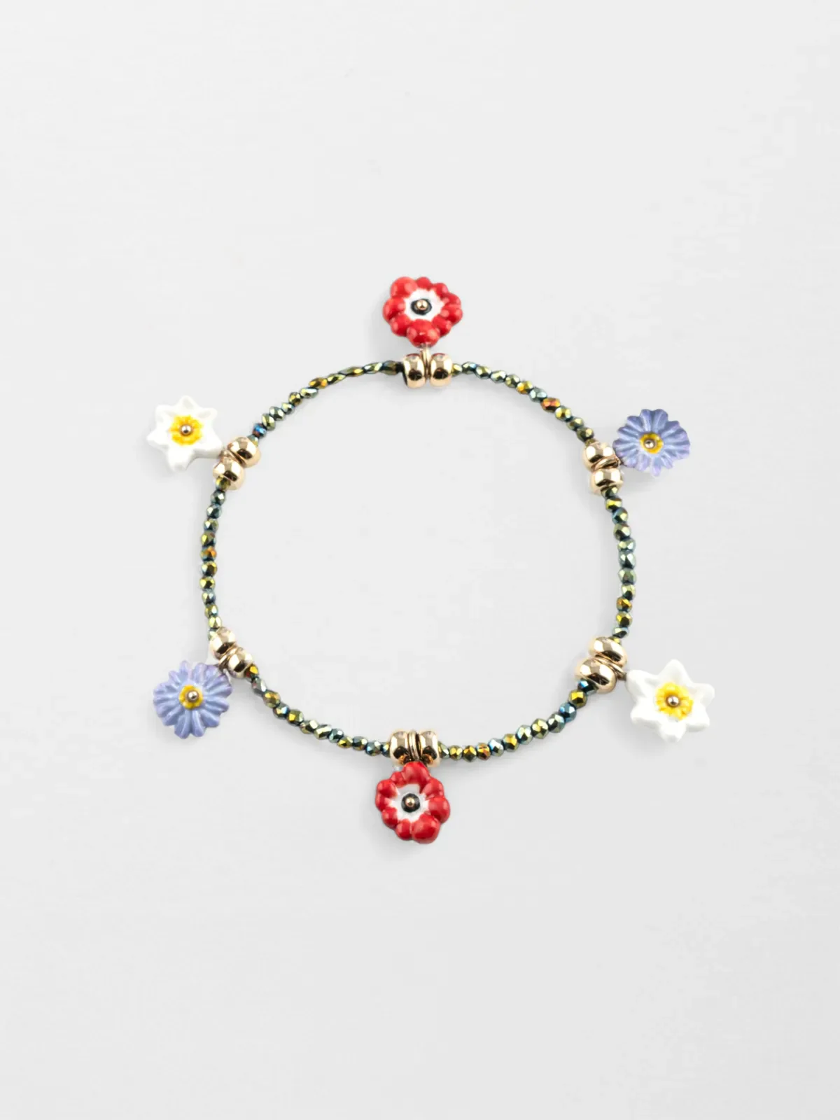 Bracelet perles fleurs anémones