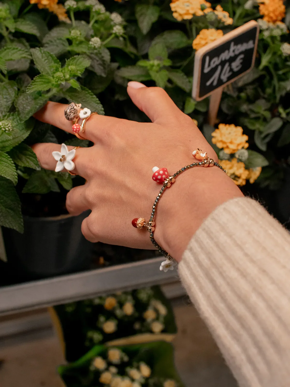 Bracelet forêt et perles d'hématite - Image 2