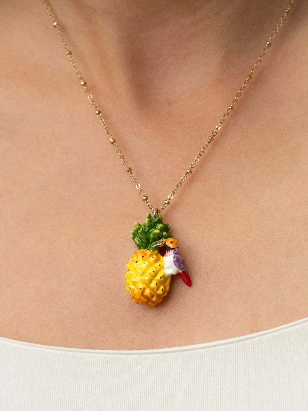 Collier ananas et oiseau diamant de Gould - Image 3