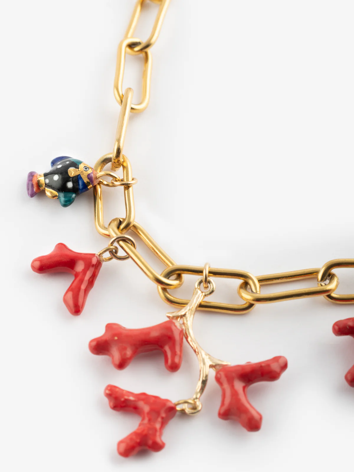 Collier corail rouge et poisson tacheté - Image 3