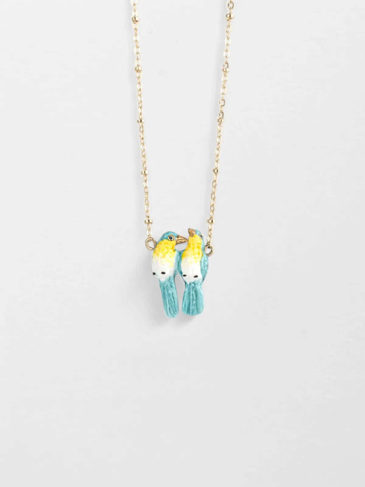 Collier Oiseaux Amoureux – Paruline Bleues