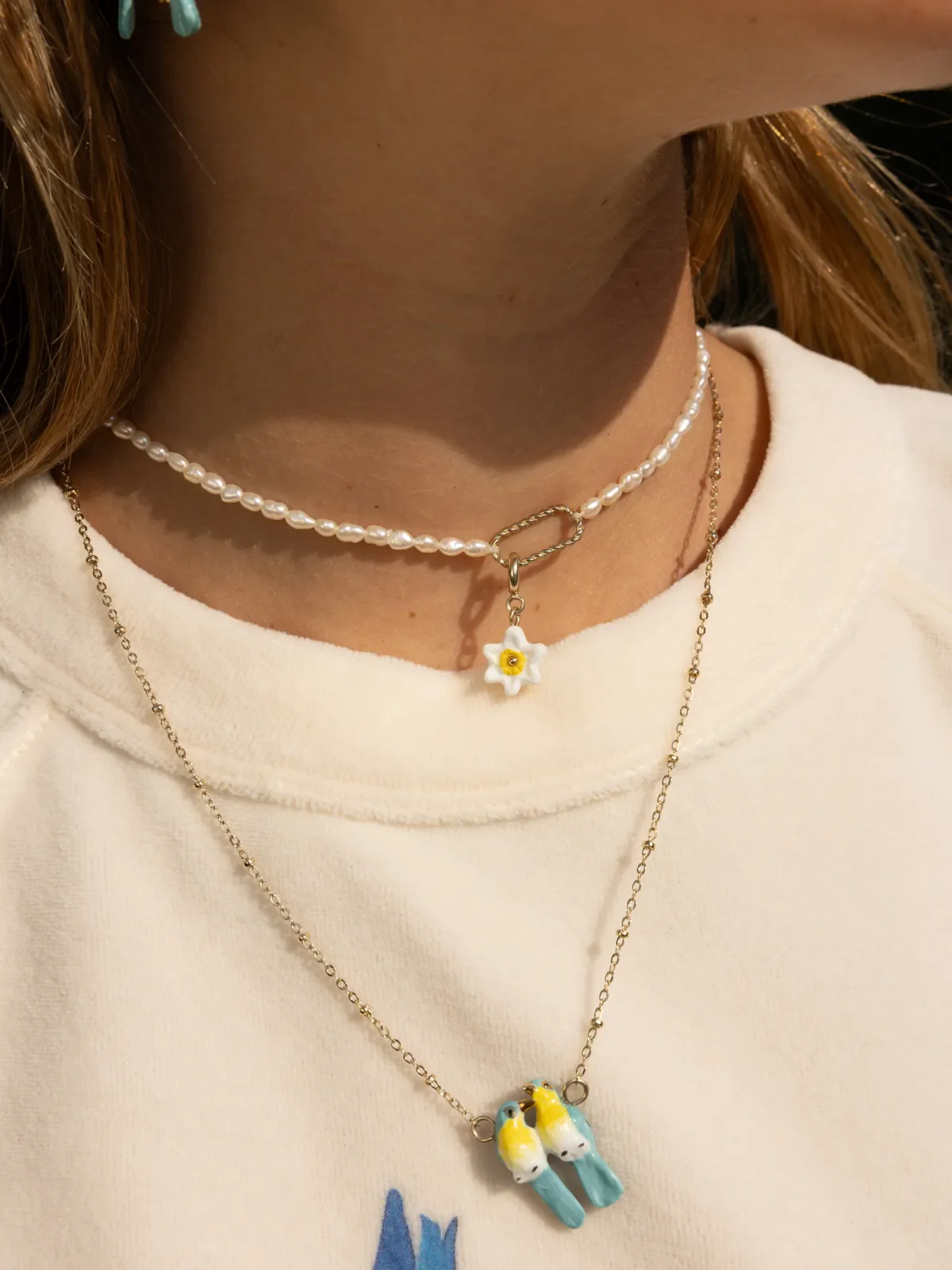 Collier Oiseaux Amoureux – Paruline Bleues - Image 5