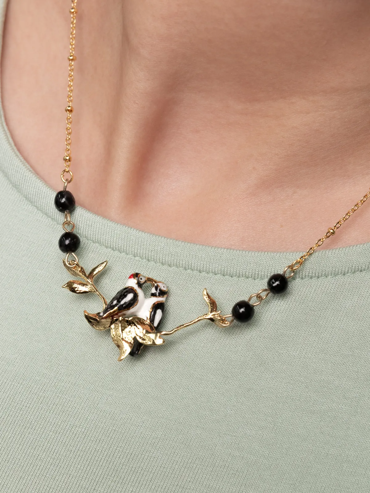 Collier oiseaux Pics Maculés - Image 4