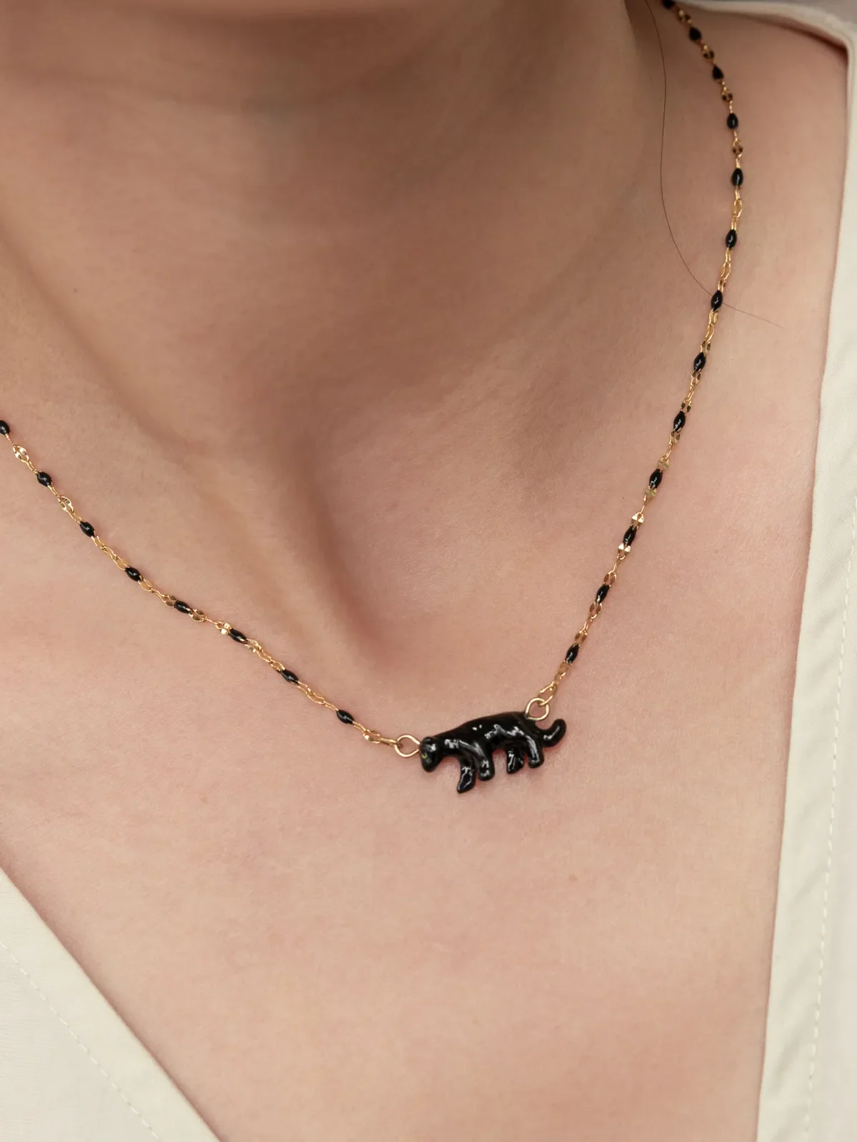 Collier perles et panthère - Image 2
