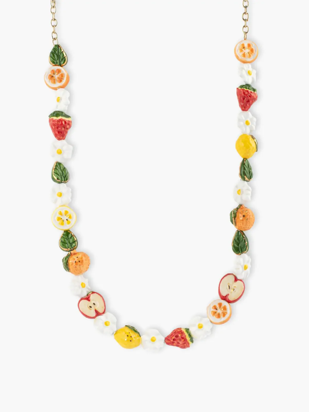 Collier perles fruits et fleurs