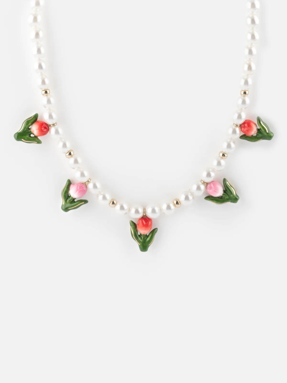Collier tulipes et perles
