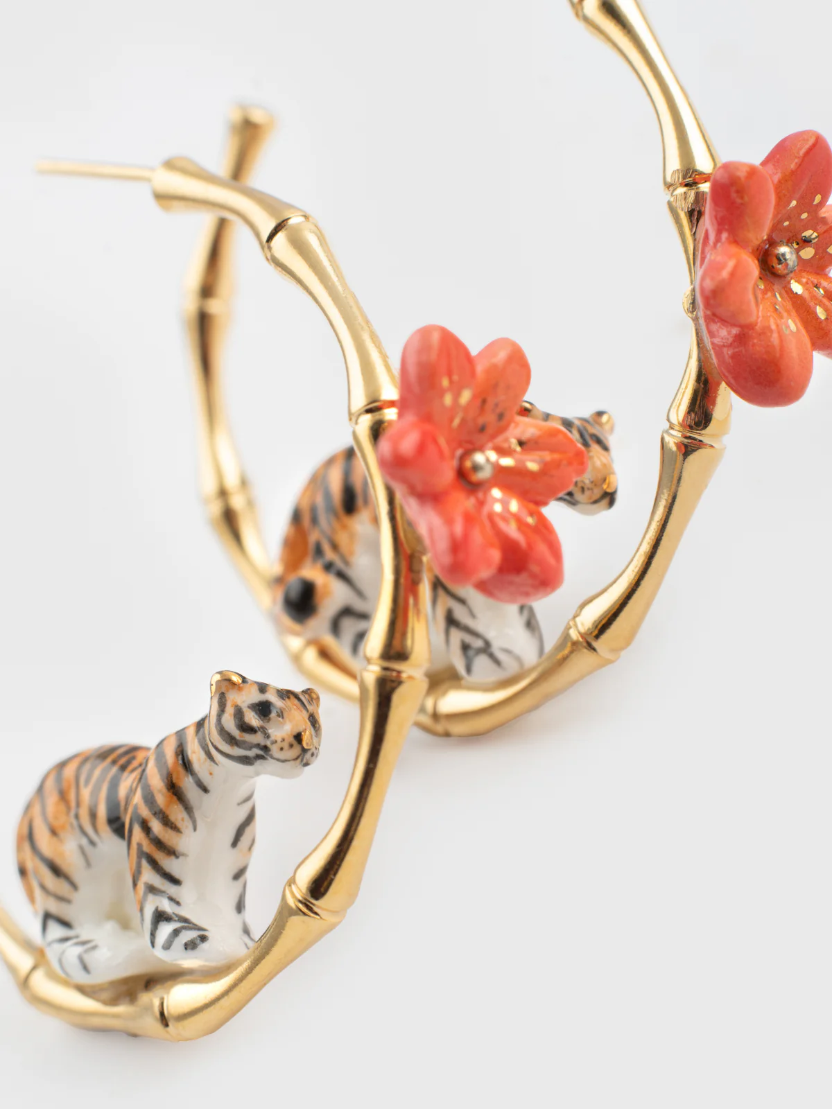 Créoles en bambou tigre et fleur - Image 4