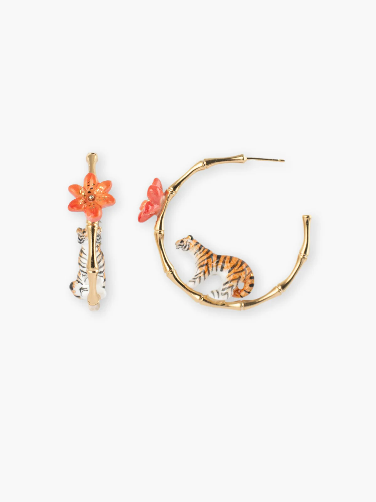 Créoles en bambou tigre et fleur - Image 5