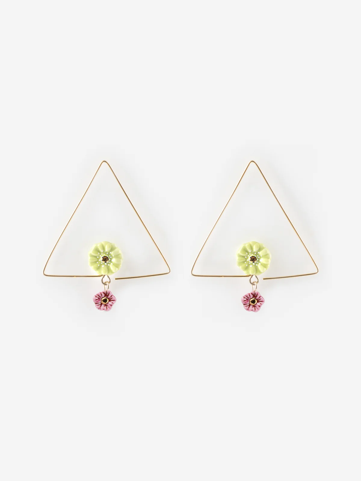 Créoles triangle fleurs