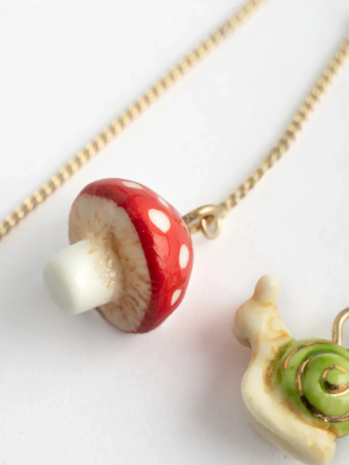 Longues boucles d'oreilles champignon et escargot - Image 6