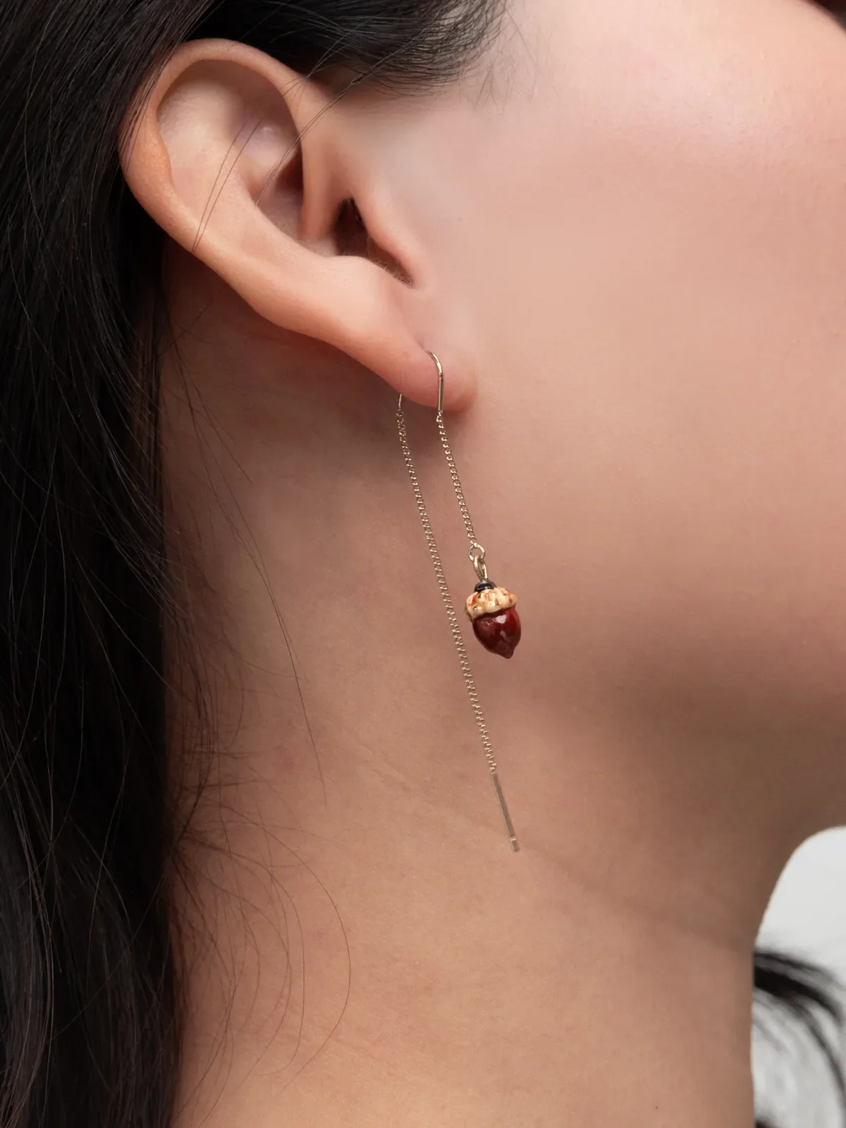Longues boucles d'oreilles écureuil et gland - Image 2
