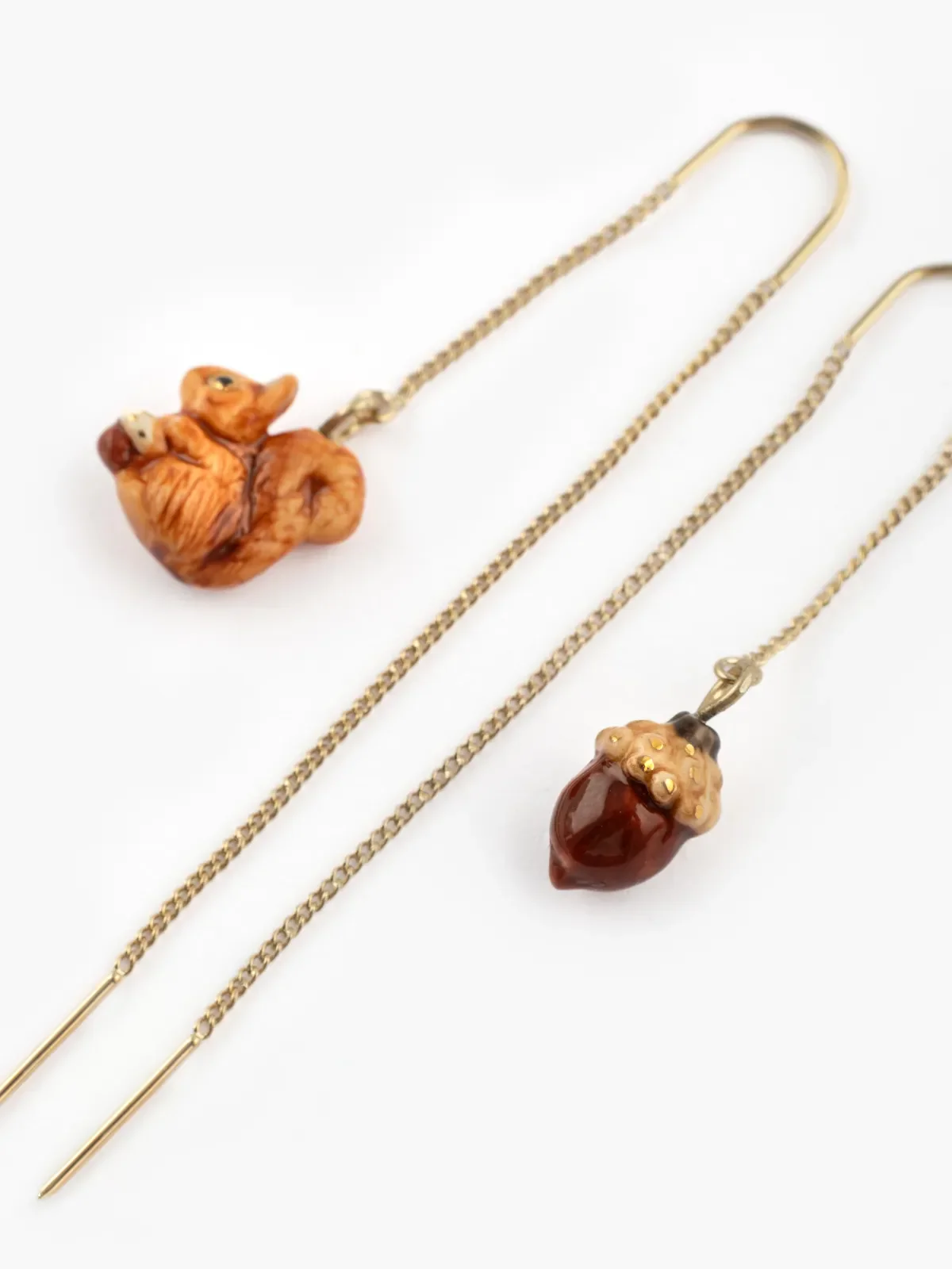 Longues boucles d'oreilles écureuil et gland - Image 6