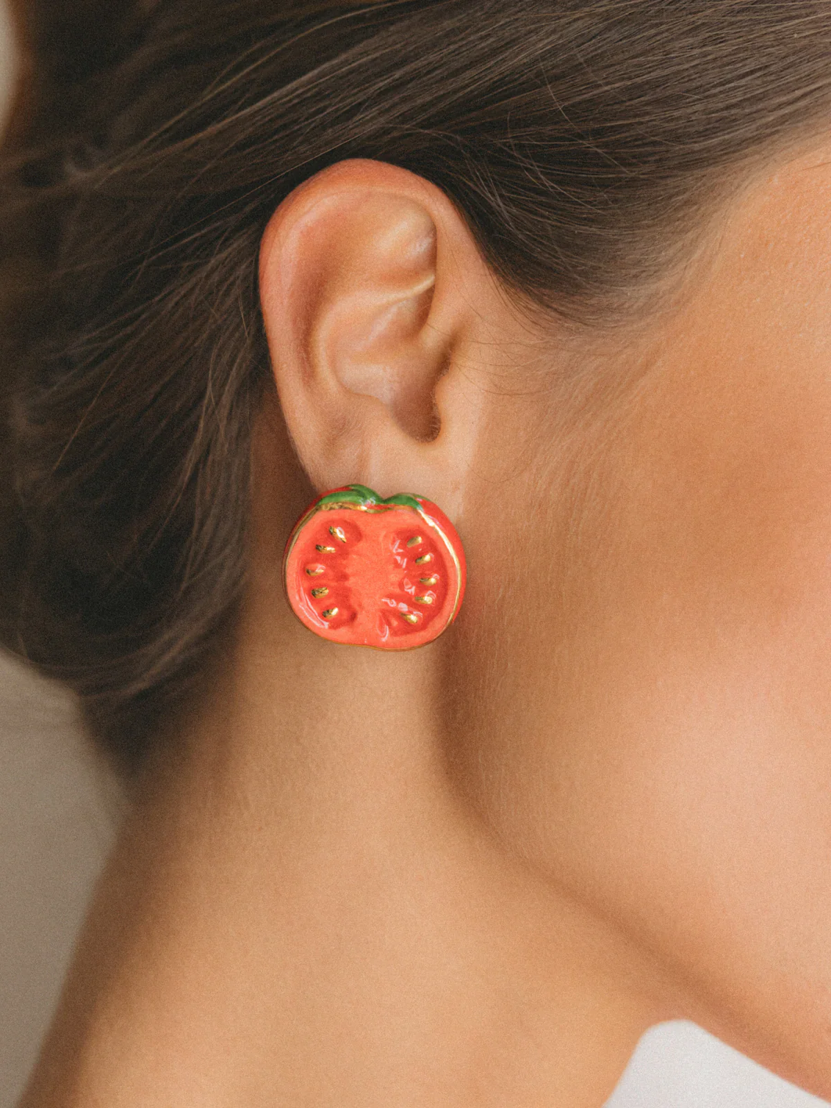 Boucles d'oreilles puces - Maxi tomate - Image 3