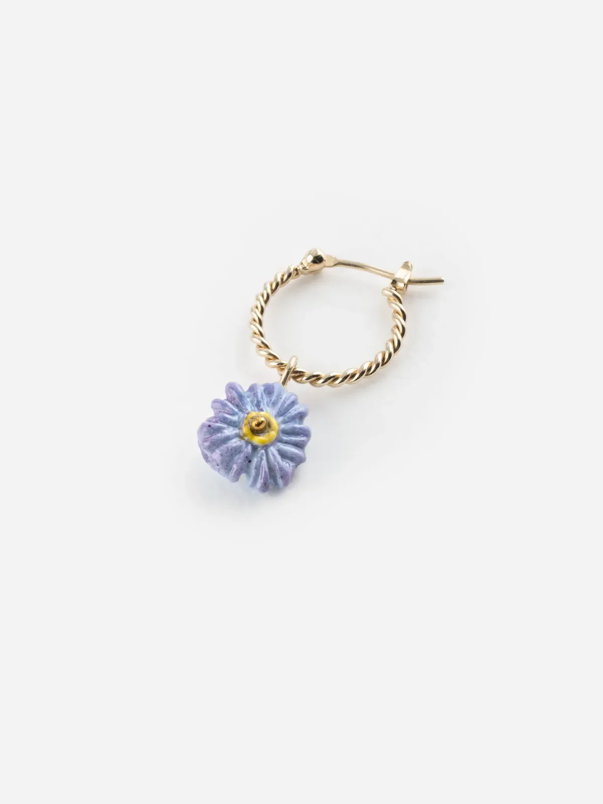 Mini créole fleur anémone blue - Vendue à l'unité