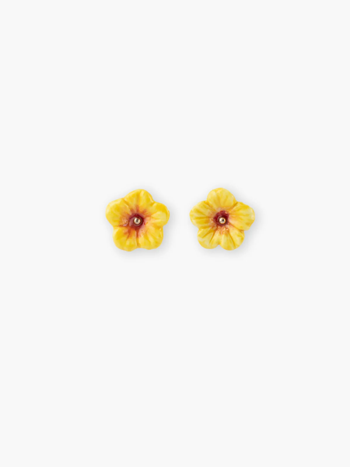 Boucles d'oreilles puces - Mini hibiscus jaunes