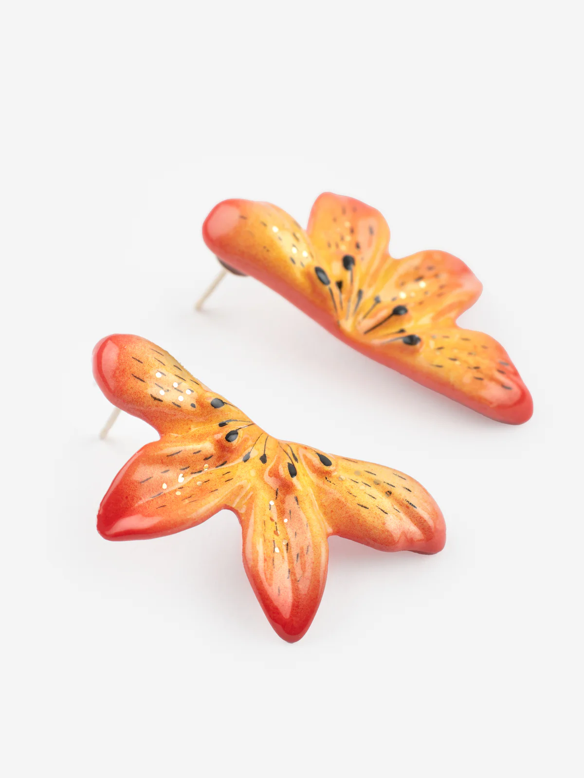 Boucles d'oreilles puces - demi lys tigrée - Image 5