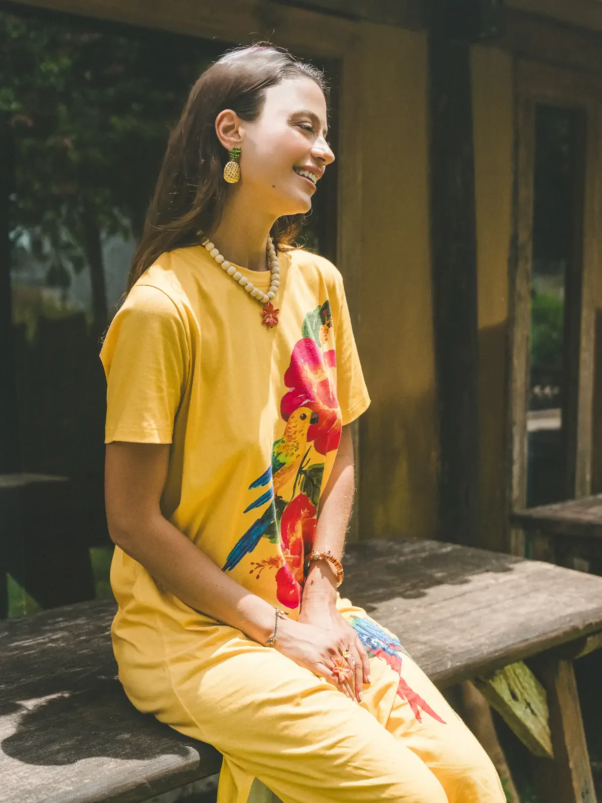 Robe longue lys et perroquets - Tropical - Image 3