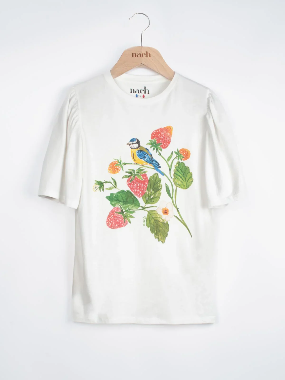 T-shirt manches ballons - Fraises et mésange - Image 3
